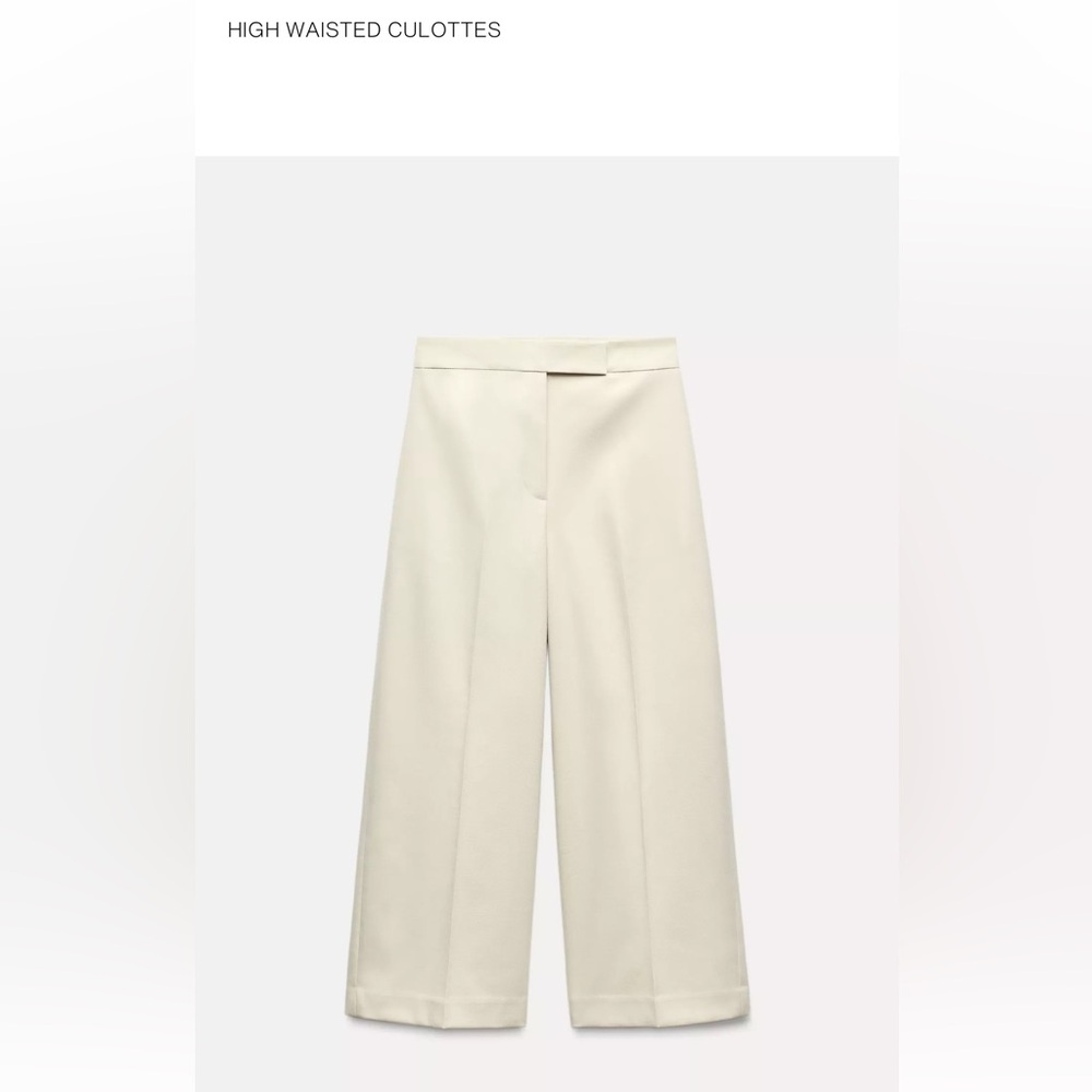 Zara Cream Wide-Leg Trousers